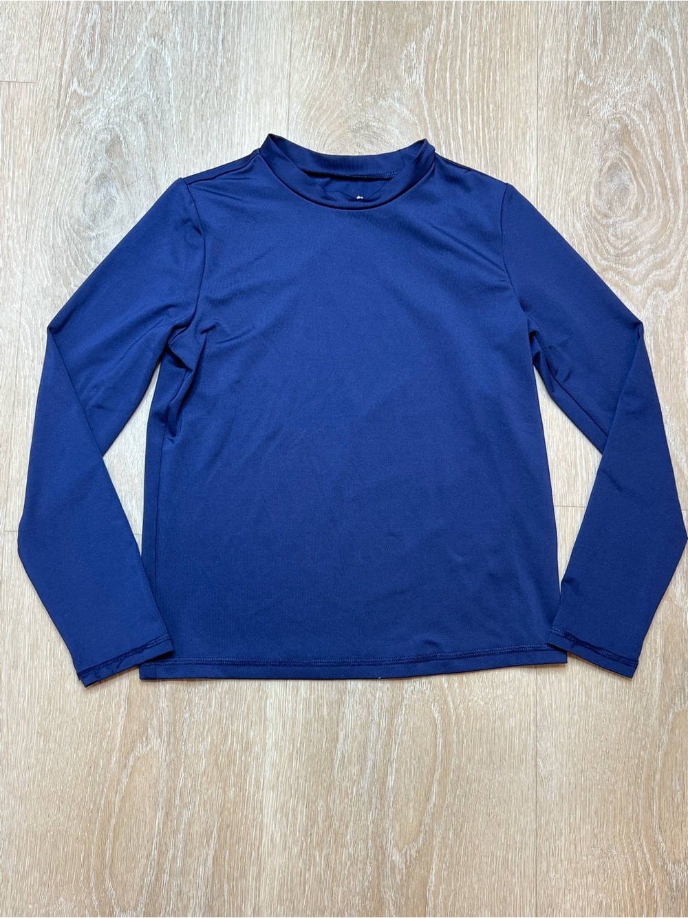 Cat & Jack Navy Blue Solid Mock Neck Long Sleeve Swimshirt, Youth Small 6/7